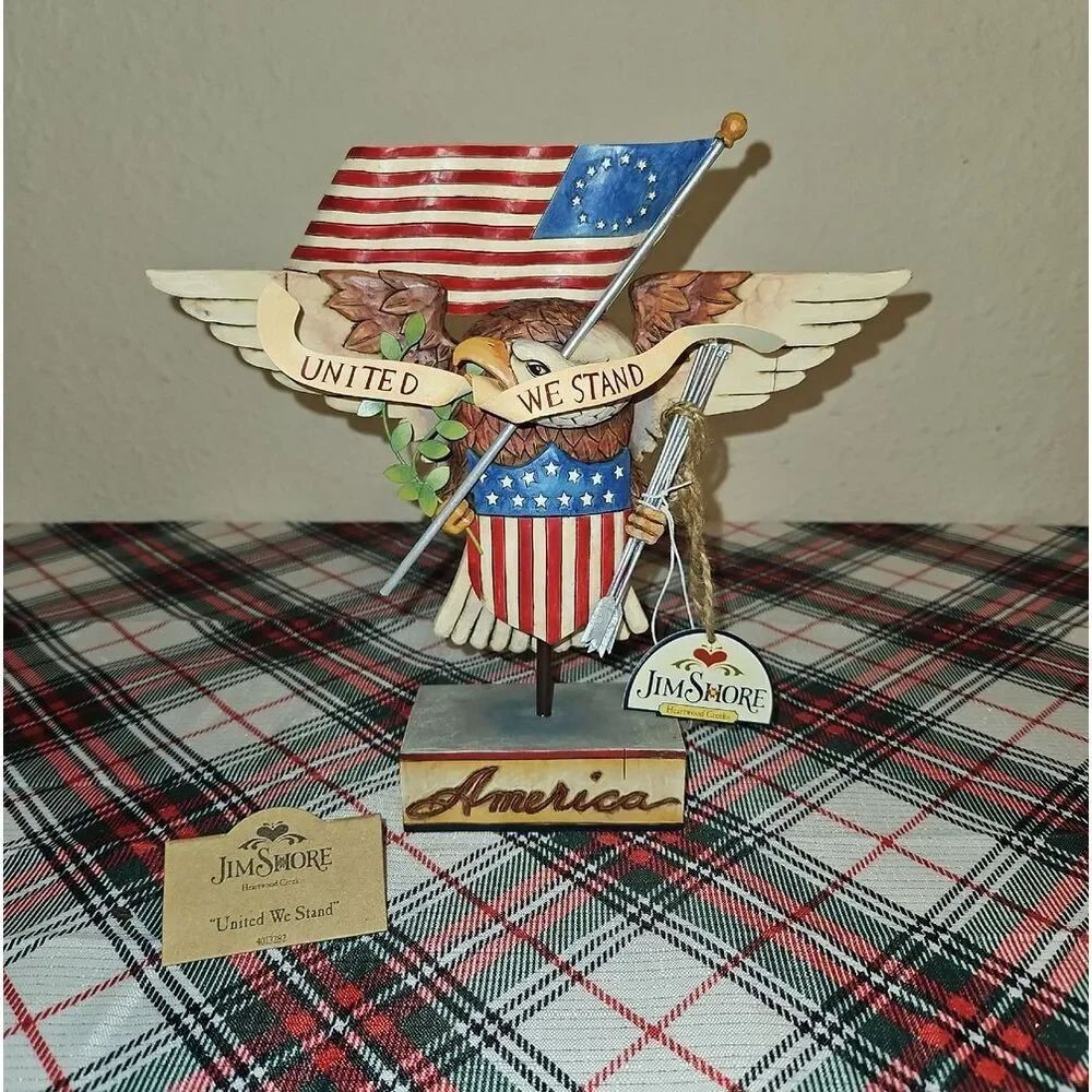 Jim Shore Patriotic "United We Stand" Eagle Figurine Decor